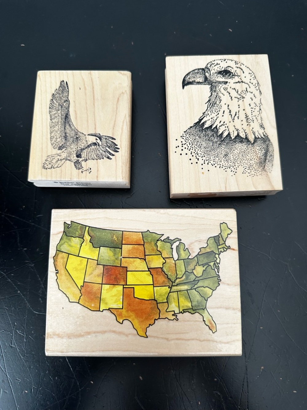 United States American Patriotic Eagle America Map Rubber Stamps